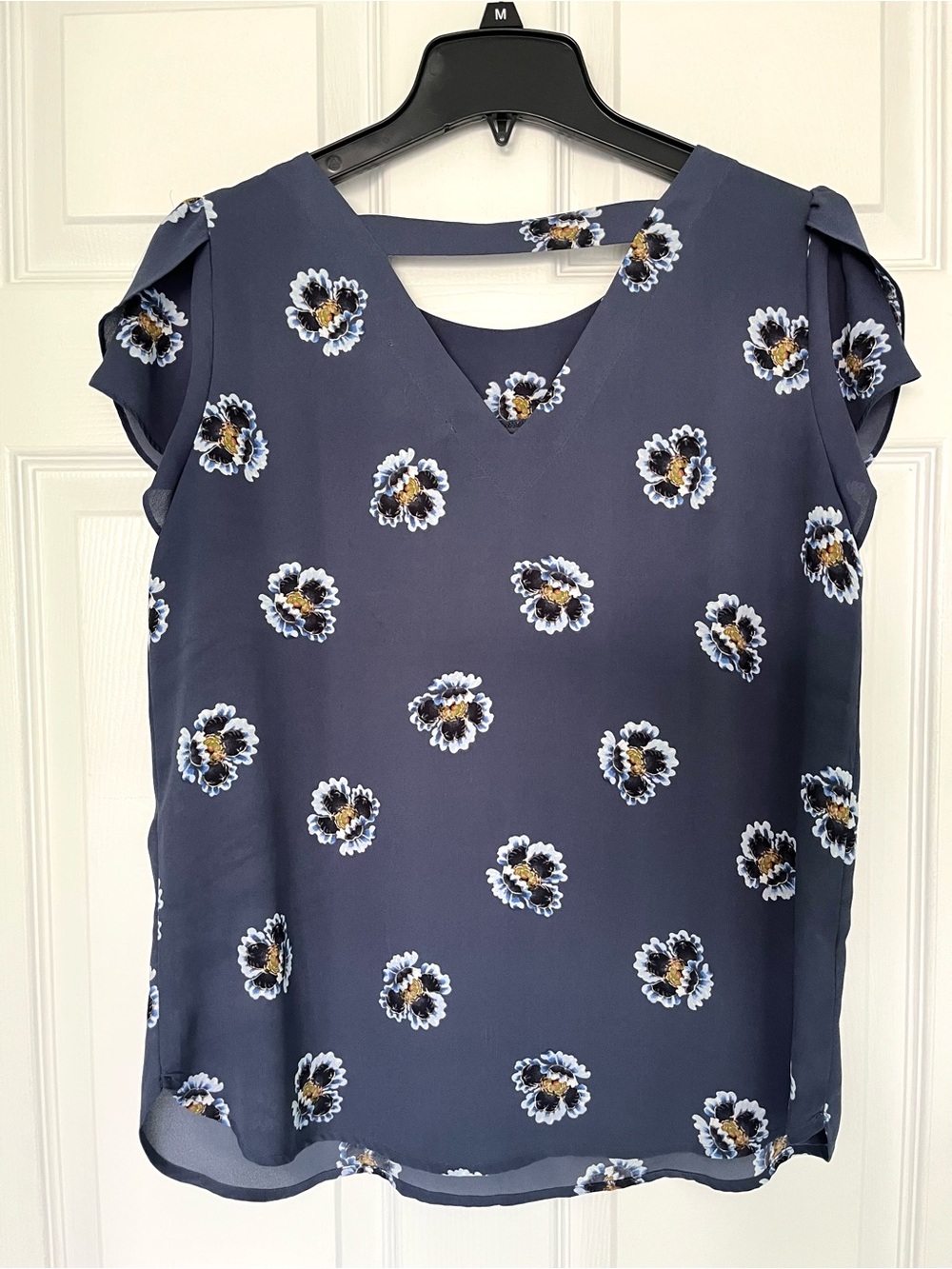 LOFT V-Neck Flutter Sleeve Blouse - Picture 2 of 4